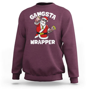 Christmas Sweatshirt Gangsta Wrapper Funny Santa Hip Hop TS09 Maroon Printyourwear