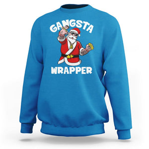 Christmas Sweatshirt Gangsta Wrapper Funny Santa Hip Hop TS09 Sapphire Printyourwear