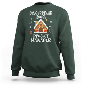 Christmas Sweatshirt Gingerbread House Project manager Decorating Baking TS09 Dark Forest Green Printyourwear