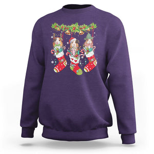 Christmas Sweatshirt Guinea Pig In Xmas Socks Cute Santa Hat TS09 Purple Printyourwear