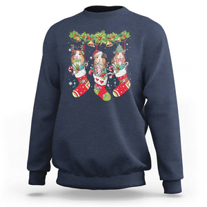 Christmas Sweatshirt Guinea Pig In Xmas Socks Cute Santa Hat TS09 Navy Printyourwear