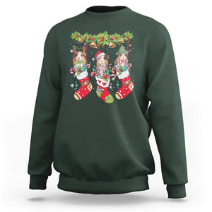 Christmas Sweatshirt Guinea Pig In Xmas Socks Cute Santa Hat TS09 Dark Forest Green Printyourwear