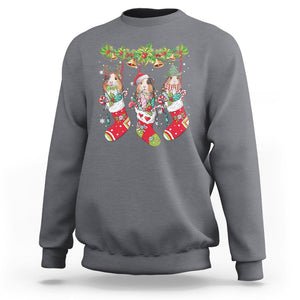 Christmas Sweatshirt Guinea Pig In Xmas Socks Cute Santa Hat TS09 Charcoal Printyourwear