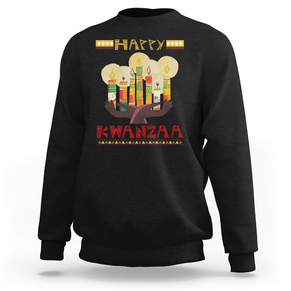 Christmas Sweatshirt Happy Kwanzaa African American Candles TS09 Black Printyourwear