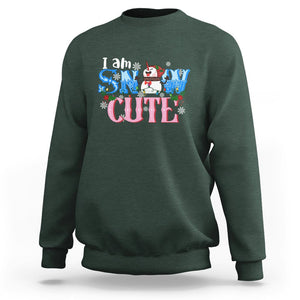 Christmas Sweatshirt I Am Snow Cute Snowman Winter Chilling TS09 Dark Forest Green Printyourwear