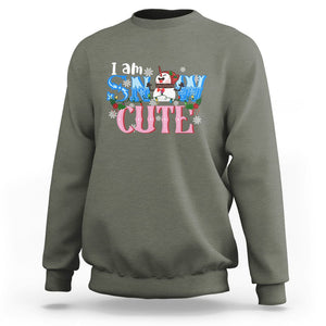 Christmas Sweatshirt I Am Snow Cute Snowman Winter Chilling TS09 Military Green Printyourwear