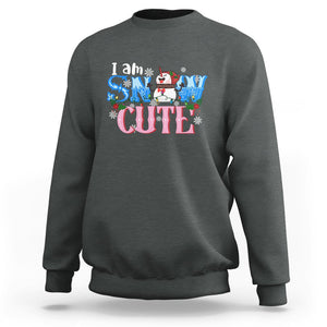 Christmas Sweatshirt I Am Snow Cute Snowman Winter Chilling TS09 Dark Heather Printyourwear