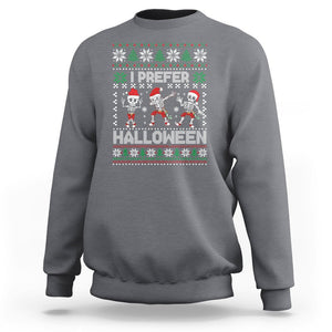 Christmas Sweatshirt I Prefer Halloween Cool Santa Skeleton Dancing TS09 Charcoal Printyourwear