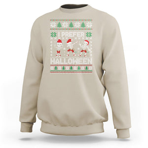 Christmas Sweatshirt I Prefer Halloween Cool Santa Skeleton Dancing TS09 Sand Printyourwear