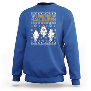 Christmas Sweatshirt I Prefer Halloween Cute Santa Ghost Boo Skeleton TS09 Royal Blue Printyourwear