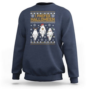 Christmas Sweatshirt I Prefer Halloween Cute Santa Ghost Boo Skeleton TS09 Navy Printyourwear