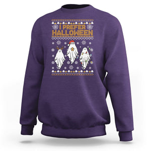 Christmas Sweatshirt I Prefer Halloween Cute Santa Ghost Boo Skeleton TS09 Purple Printyourwear