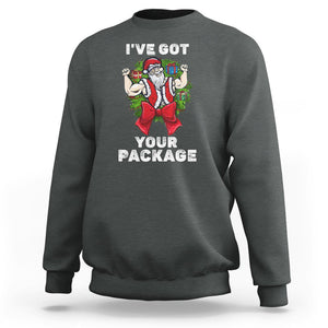 Christmas Sweatshirt I've Got Your Package Ugly Santa Gymer Gift TS09 Dark Heather Printyourwear