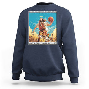 Christmas Sweatshirt Jesus Baseketball Player Crossing Up Christian Funny Xmas TS09 Navy Printyourwear