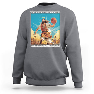 Christmas Sweatshirt Jesus Baseketball Player Crossing Up Christian Funny Xmas TS09 Charcoal Printyourwear