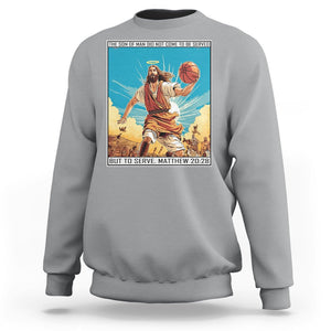 Christmas Sweatshirt Jesus Baseketball Player Crossing Up Christian Funny Xmas TS09 Sport Gray Printyourwear