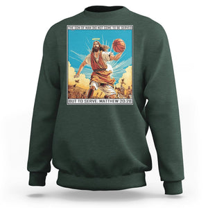 Christmas Sweatshirt Jesus Baseketball Player Crossing Up Christian Funny Xmas TS09 Dark Forest Green Printyourwear