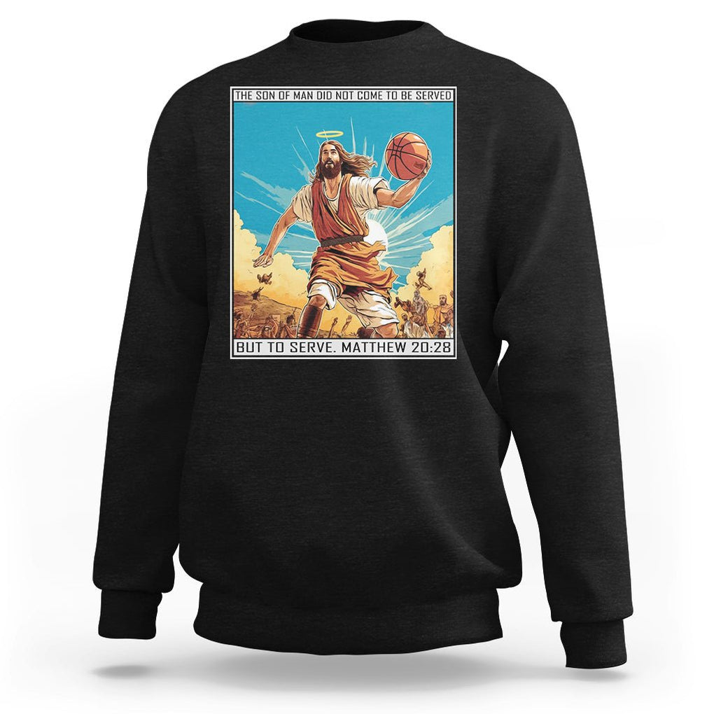 Christmas Sweatshirt Jesus Baseketball Player Crossing Up Christian Funny Xmas TS09 Black Printyourwear