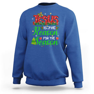 Christmas Sweatshirt Jesus Is The Reason For The Season TS09 Royal Blue Printyourwear