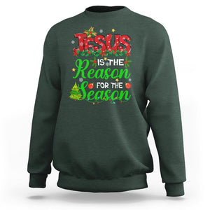 Christmas Sweatshirt Jesus Is The Reason For The Season TS09 Dark Forest Green Printyourwear