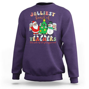 Christmas Sweatshirt Jolliest Bunch Of Teachers This Side Of The Playground TS09 Purple Printyourwear