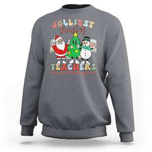 Christmas Sweatshirt Jolliest Bunch Of Teachers This Side Of The Playground TS09 Charcoal Printyourwear