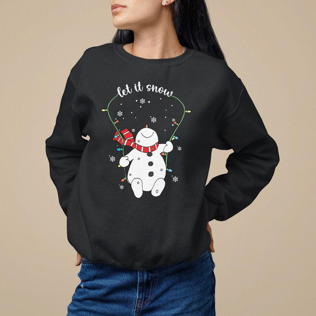 Christmas Sweatshirt Let It Snow Cute Snowman Xmas TS09 Black Printyourwear