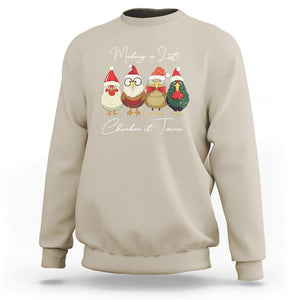 Christmas Sweatshirt Making A List Chicken It Twice Cute Santa Cuck TS09 Sand Printyourwear