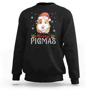 Christmas Sweatshirt Merry Pigmas Cute Guinea Pig Santa Hat TS09 Black Printyourwear