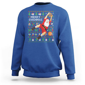 Christmas Sweatshirt Merry Swishmas Santa Baseketball Player TS09 Royal Blue Printyourwear