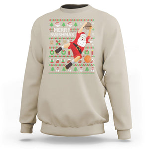 Christmas Sweatshirt Merry Swishmas Santa Baseketball Player TS09 Sand Printyourwear