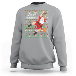 Christmas Sweatshirt Merry Swishmas Santa Baseketball Player TS09 Sport Gray Printyourwear