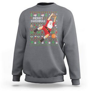 Christmas Sweatshirt Merry Swishmas Santa Baseketball Player TS09 Charcoal Printyourwear