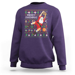 Christmas Sweatshirt Merry Swishmas Santa Baseketball Player TS09 Purple Printyourwear