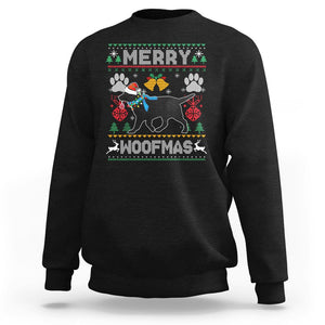 Christmas Sweatshirt Merry Woofmas Black Lab Dog Lover TS09 Black Printyourwear