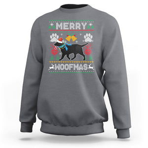 Christmas Sweatshirt Merry Woofmas Black Lab Dog Lover TS09 Charcoal Printyourwear