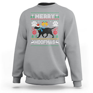 Christmas Sweatshirt Merry Woofmas Black Lab Dog Lover TS09 Sport Gray Printyourwear