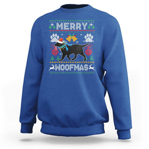 Christmas Sweatshirt Merry Woofmas Black Lab Dog Lover TS09 Royal Blue Printyourwear