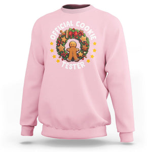 Christmas Sweatshirt Official Cookie Tester Baking Gingerbread Men TS09 Light Pink Printyourwear