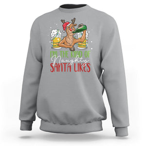 Christmas Sweatshirt Reindeer Beer Drinking I'm The Kind Of Naughty Santa Likes TS09 Sport Gray Printyourwear