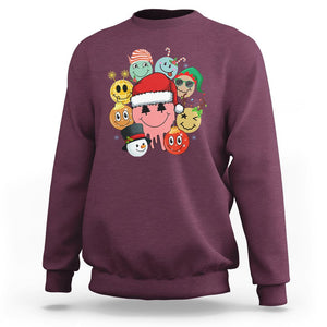 Christmas Sweatshirt Retro Groovy Xmas Tree Eye Face Reindeer Snowman Efl TS09 Maroon Printyourwear