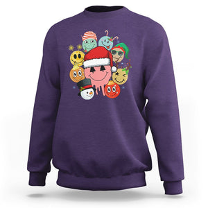 Christmas Sweatshirt Retro Groovy Xmas Tree Eye Face Reindeer Snowman Efl TS09 Purple Printyourwear