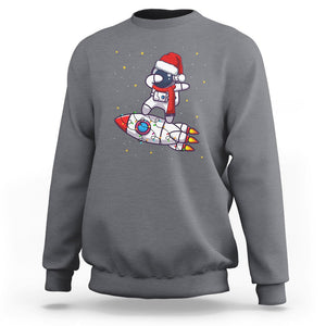 Christmas Sweatshirt Santa Astronaut Dabbing Space Rocket Xmas Light TS09 Charcoal Printyourwear