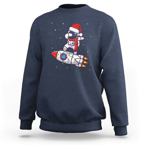 Christmas Sweatshirt Santa Astronaut Dabbing Space Rocket Xmas Light TS09 Navy Printyourwear