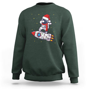 Christmas Sweatshirt Santa Astronaut Dabbing Space Rocket Xmas Light TS09 Dark Forest Green Printyourwear