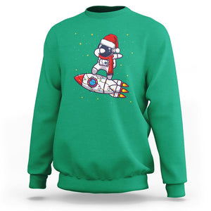 Christmas Sweatshirt Santa Astronaut Dabbing Space Rocket Xmas Light TS09 Irish Green Printyourwear