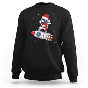 Christmas Sweatshirt Santa Astronaut Dabbing Space Rocket Xmas Light TS09 Black Printyourwear