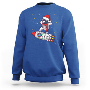 Christmas Sweatshirt Santa Astronaut Dabbing Space Rocket Xmas Light TS09 Royal Blue Printyourwear