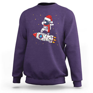 Christmas Sweatshirt Santa Astronaut Dabbing Space Rocket Xmas Light TS09 Purple Printyourwear