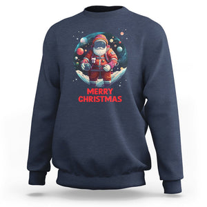 Christmas Sweatshirt Santa Astronaut Xmas Space Colorful Planet TS09 Navy Printyourwear